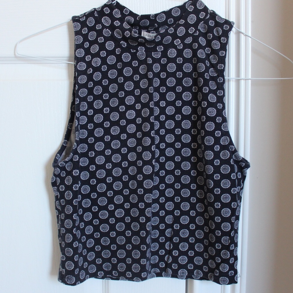 Navy Blue patterned crop top tank